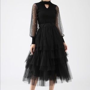 LOVE ME MORE LAYERED TULLE SKIRT IN BLACK